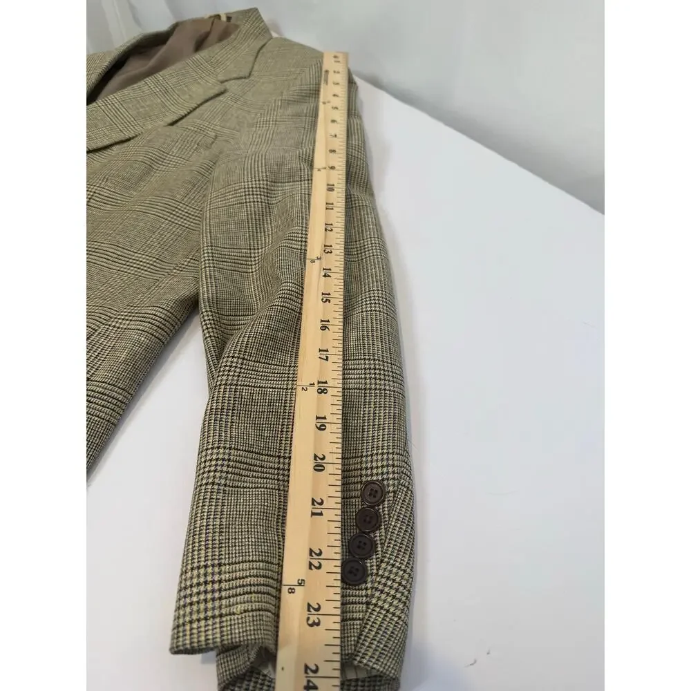 Oak Creek Dillards Mens Sport Coat 42R Silk Wool Glen Plaid Blazer USA Made